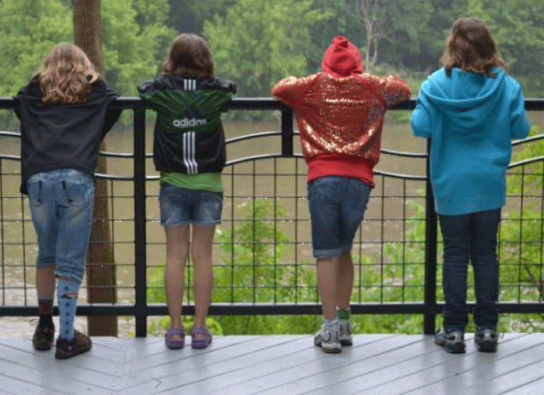 Children - Four Kids on a Bridge